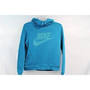 Nike Hooded Sweatshirt Rally Funnel Neck size M Blue Pocket Long Sleeve Pullover